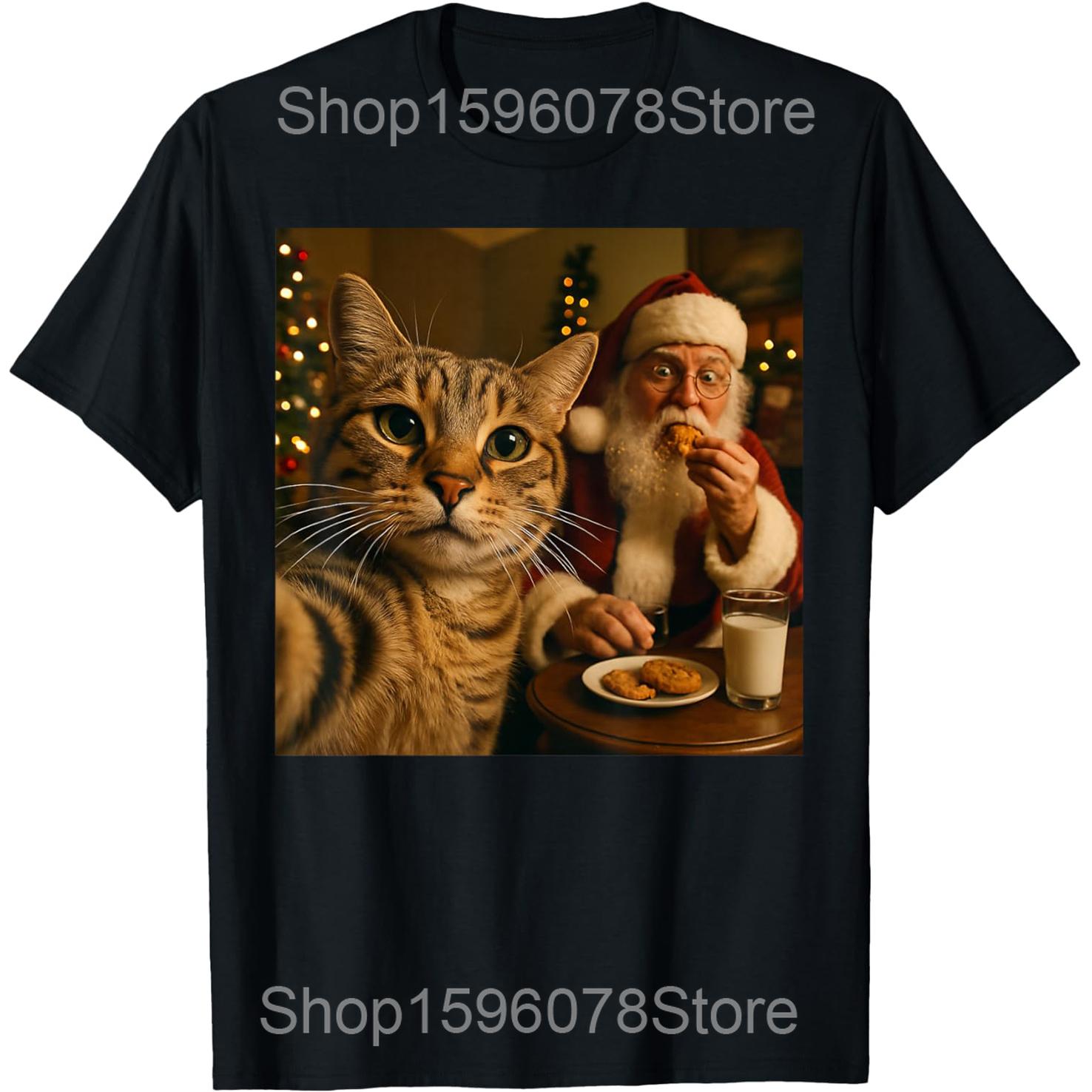 Catmas Santa Hat Cute Cat Christmas Xmas T Shirts Men Pure Cotton Humor Streetwear Tee Shirt Short Sleeve Unisex Loose Clothing 4XL
Catmas Santa Hat Cute Cat Christmas Xmas T Shirts Men Pure Cotton Humor Streetwear Tee Shirt Short Sleeve Unisex Loose Clothing 4XL
