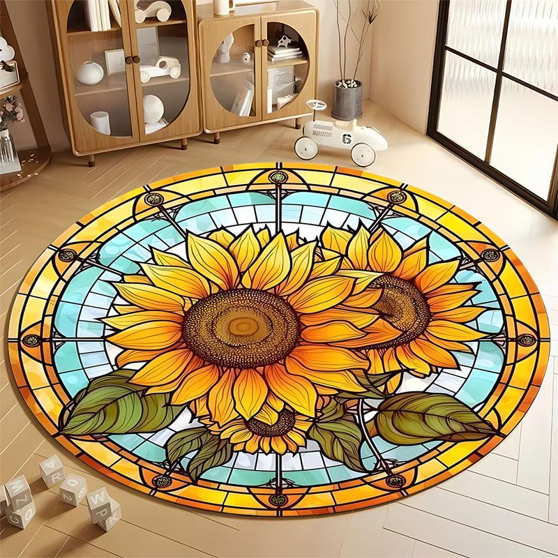 Stained Glass Sunflower Rug for Vibrant Living Spaces round carpet for home sofa bedroom, gift Diameter 60cm
Stained Glass Sunflower Rug for Vibrant Living Spaces round carpet for home sofa bedroom, gift Diameter 60cm