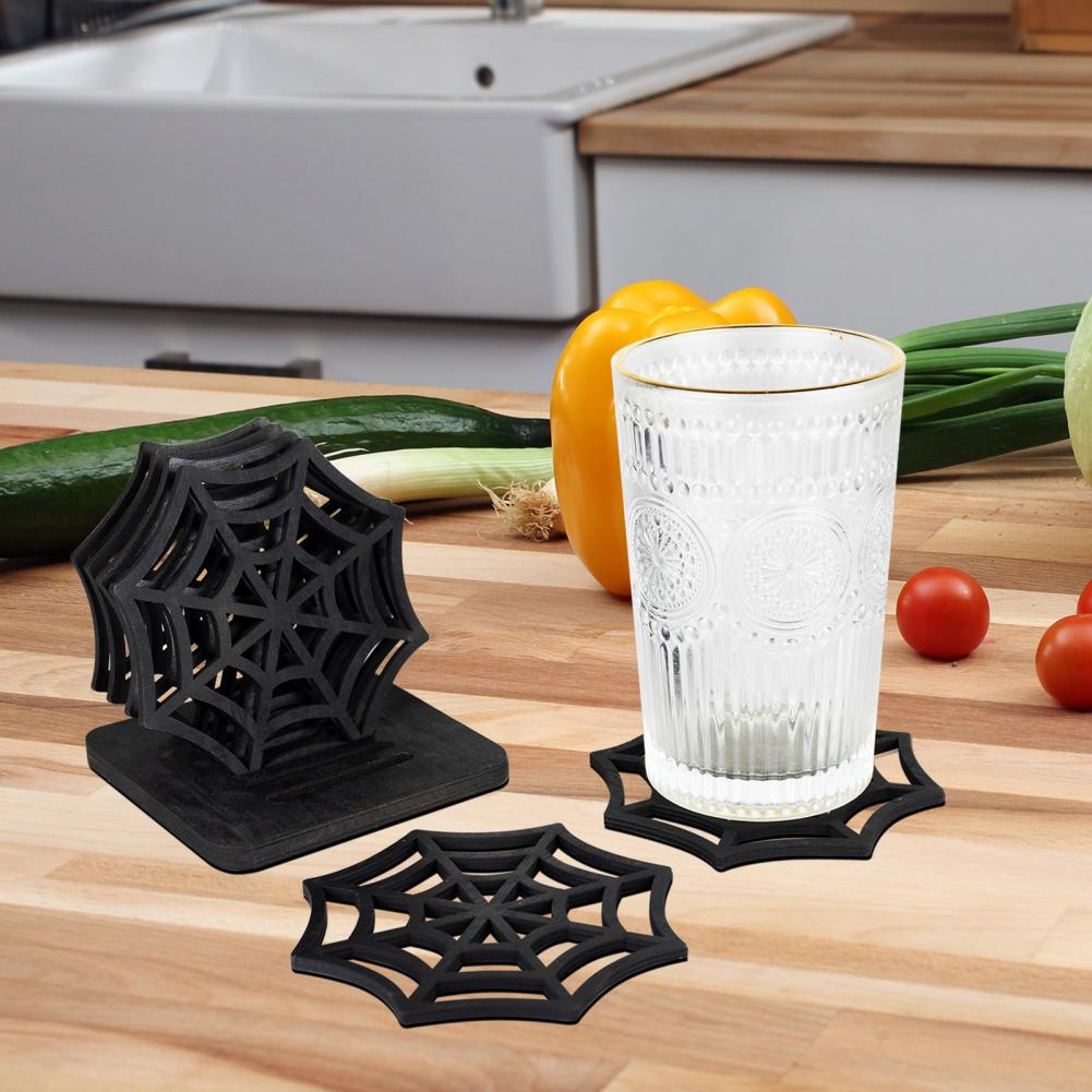 Halloween Coaster Spider Web Patterned Coaster Set of 6 Halloween Spider Web Coasters Wooden Table Placemats for Home Decor
Halloween Coaster Spider Web Patterned Coaster Set of 6 Halloween Spider Web Coasters Wooden Table Placemats for Home Decor