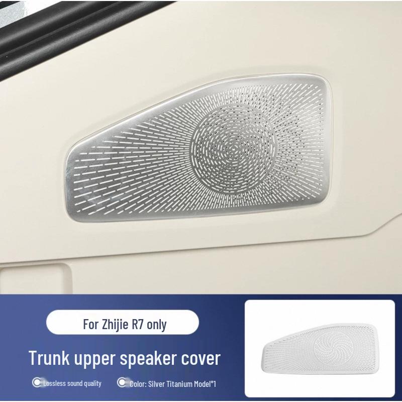 Zhijie R7 Trunk C-Pillar Speaker Cover: Car Interior Audio Decoration Accessory.
Zhijie R7 Trunk C-Pillar Speaker Cover: Car Interior Audio Decoration Accessory.