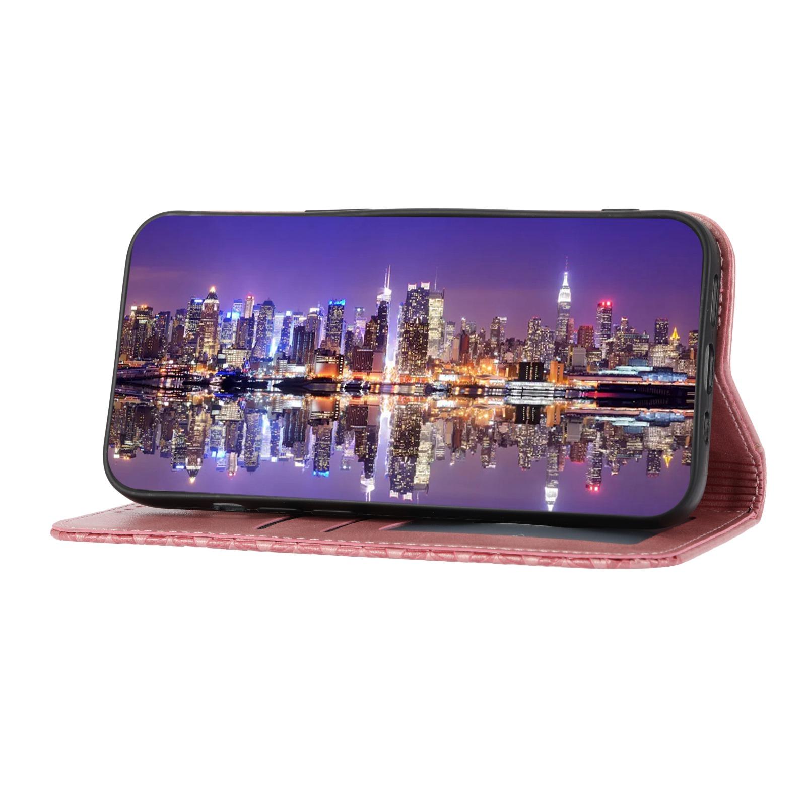 For Samsung Galaxy S23 Ultra Calf Texture PU Leather Stand Case Magnetic Auto-absorbed Imprinted Rhombus Pattern Wallet Phone Cover with Strap Rose Gold
For Samsung Galaxy S23 Ultra Calf Texture PU Leather Stand Case Magnetic Auto-absorbed Imprinted Rhombus Pattern Wallet Phone Cover with Strap Rose Gold