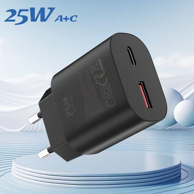 25W PPS Швидкий зарядний пристрій з двома портами USB C A Настінний адаптер для Samsung S22 S21 iPhone 17 16 15 Android чорний
25W PPS Швидкий зарядний пристрій з двома портами USB C A Настінний адаптер для Samsung S22 S21 iPhone 17 16 15 Android чорний