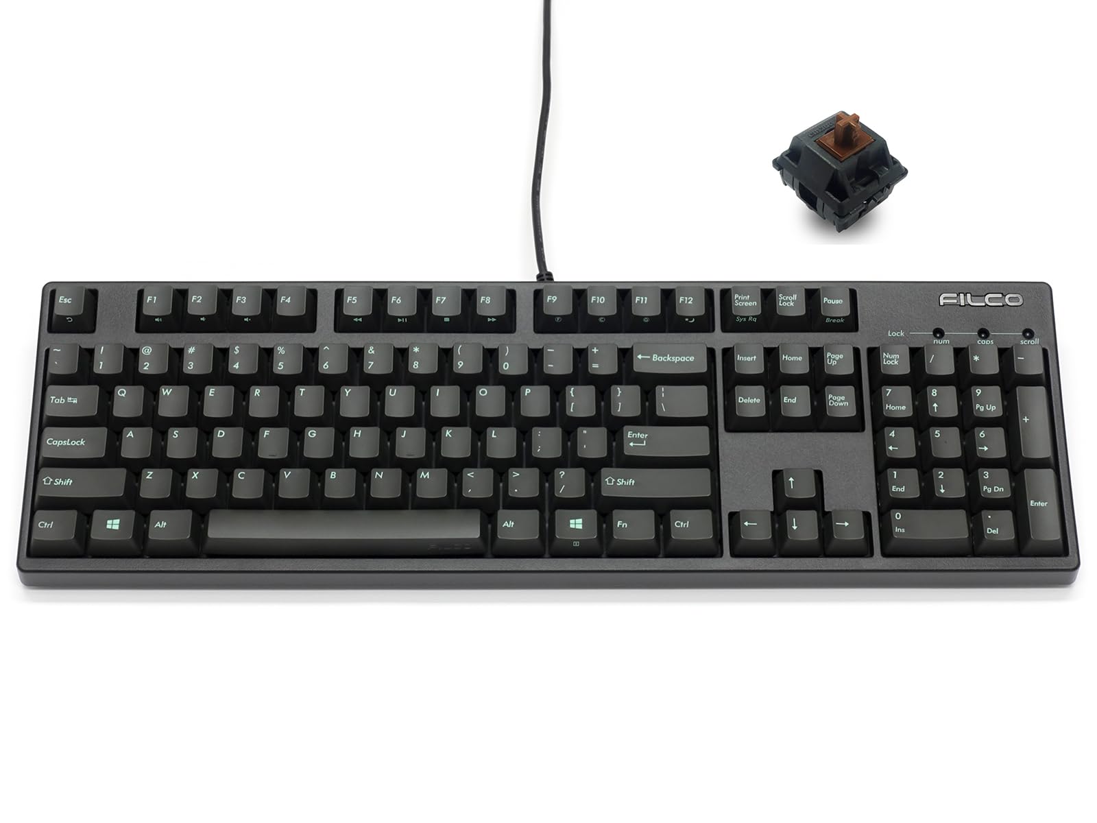 FILCO Majestouch ASK CHERRY MX Brown axis Full size English layout 104 keys Equipped with PBT molded asphalt key cap rollover compatible Equipped with
FILCO Majestouch ASK CHERRY MX Brown axis Full size English layout 104 keys Equipped with PBT molded asphalt key cap rollover compatible Equipped with