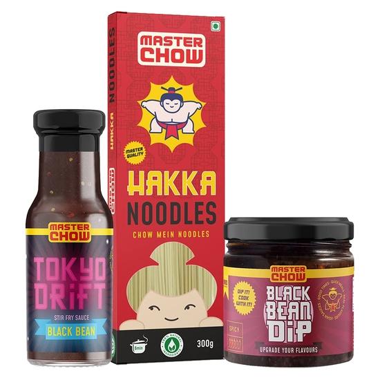 MasterChow Black Bean Jajangmyeon Combo Pack with Hakka Noodles (300 gm), Black bean Dipping sauce (200 gm) and Tokyo drift Black Bean sauce (220gm)
MasterChow Black Bean Jajangmyeon Combo Pack with Hakka Noodles (300 gm), Black bean Dipping sauce (200 gm) and Tokyo drift Black Bean sauce (220gm)