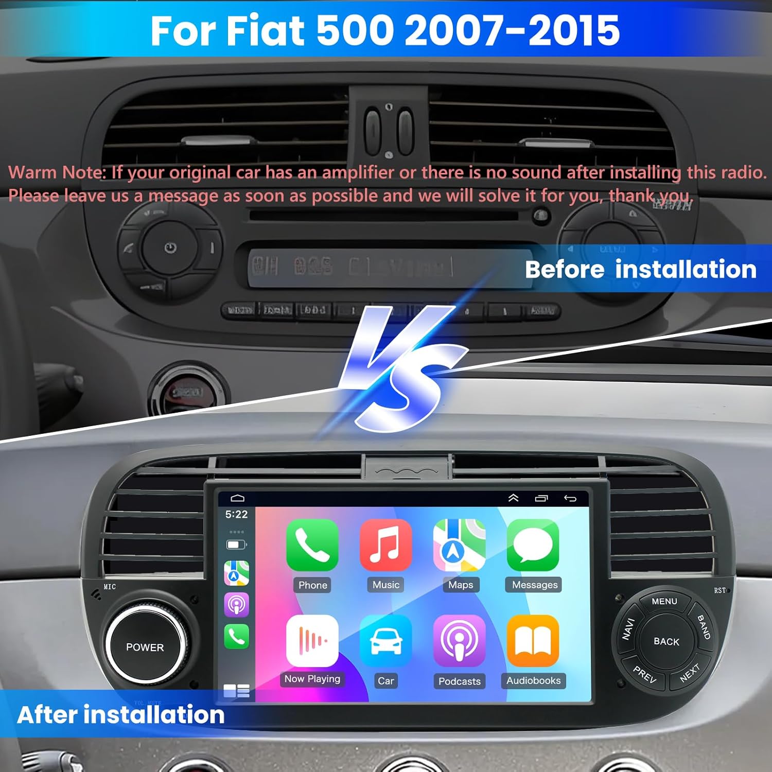 Car Stereo Radio for Fiat 500 2007-2015, 7 HD Touch Screen, Android 14, WiFi, CarPlay, Android Auto, GPS, Bluetooth United States
Car Stereo Radio for Fiat 500 2007-2015, 7 HD Touch Screen, Android 14, WiFi, CarPlay, Android Auto, GPS, Bluetooth United States
