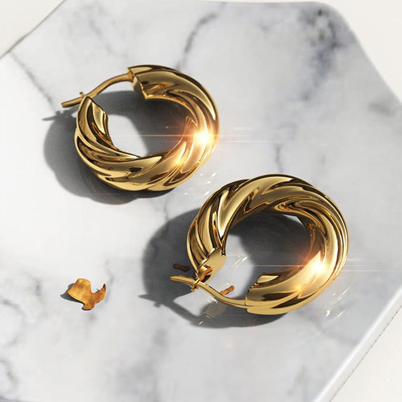 Fashion Round Hollow Tube Thick Twist Hoop Earrings for Women Gold Plated Circle Ear Buckle Chunky Hoops Stainless Steel Zircon
Fashion Round Hollow Tube Thick Twist Hoop Earrings for Women Gold Plated Circle Ear Buckle Chunky Hoops Stainless Steel Zircon