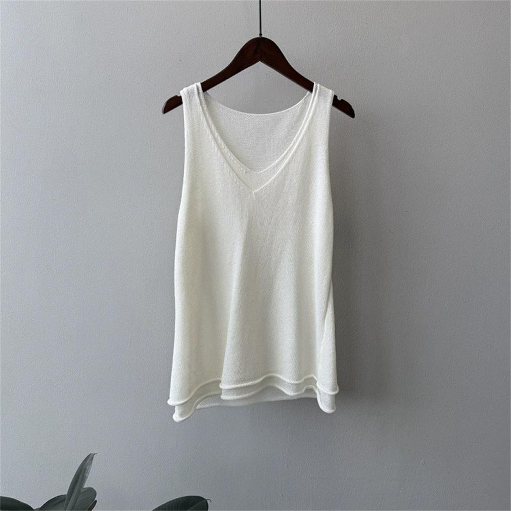 Fashion Pullover Fake Two-piece Knit Tank Tops for Women Summer V-neck Shoulder Top Vintage Oversized Sweater Shirt One size білий
Fashion Pullover Fake Two-piece Knit Tank Tops for Women Summer V-neck Shoulder Top Vintage Oversized Sweater Shirt One size білий