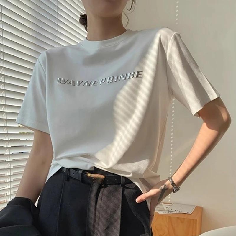 Summer 100% Cotton Women s T-shirts korean 3D letter Bottoming Basic Fashionable women Short Sleeve Loose y2k Tops white t Shirt XL
Summer 100% Cotton Women s T-shirts korean 3D letter Bottoming Basic Fashionable women Short Sleeve Loose y2k Tops white t Shirt XL