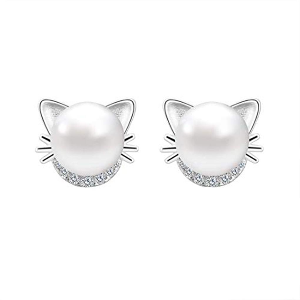 Women Adorable Cat Rhinestone Studs Earrings Shiny Crystal White Pearl Girls Stud Earrings
Women Adorable Cat Rhinestone Studs Earrings Shiny Crystal White Pearl Girls Stud Earrings