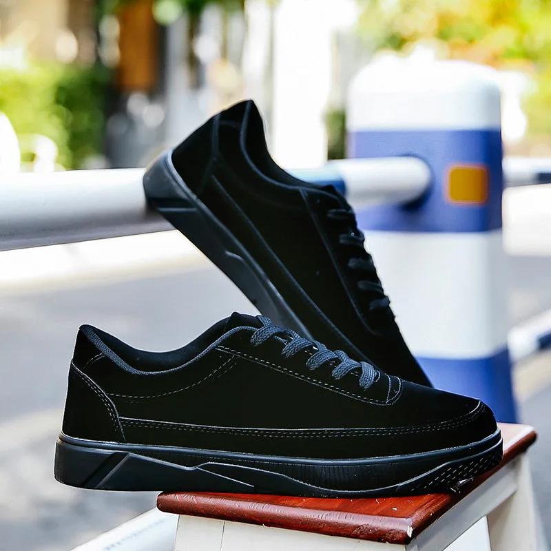 Горячая мужская модная обувь из флока, низкие кроссовки на плоской подошве, повседневная мужская обувь для скейтбординга, уличные кроссовки для мужчин ghn78 39 чёрный