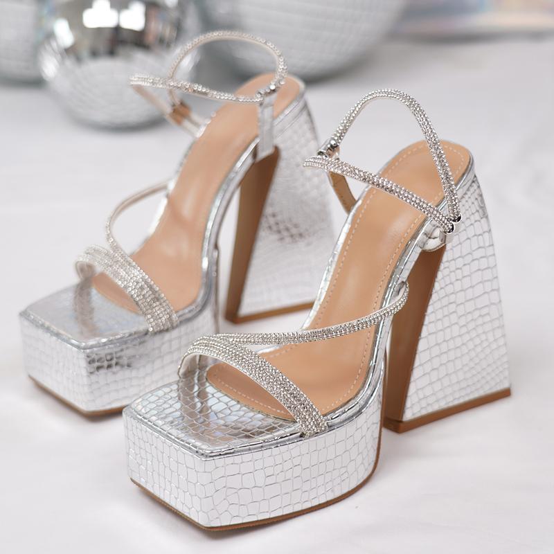 Женские босоножки с открытым носком, украшенные стразами, на толстом высоком каблуке, на платформе, для вечеринок, ночных клубов, выпускного вечера, женская обувь 35
Женские босоножки с открытым носком, украшенные стразами, на толстом высоком каблуке, на платформе, для вечеринок, ночных клубов, выпускного вечера, женская обувь 35