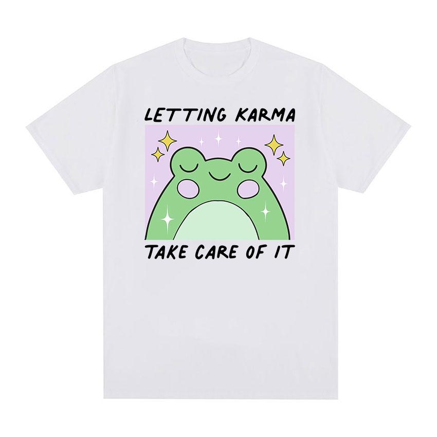 Letting Karma Take Care of It Симпатичные лягушки Забавные футболки с рисунком Мужские и женские повседневные модные футболки большого размера из хлопка высокого качества 
Letting Karma Take Care of It Симпатичные лягушки Забавные футболки с рисунком Мужские и женские повседневные модные футболки большого размера из хлопка высокого качества