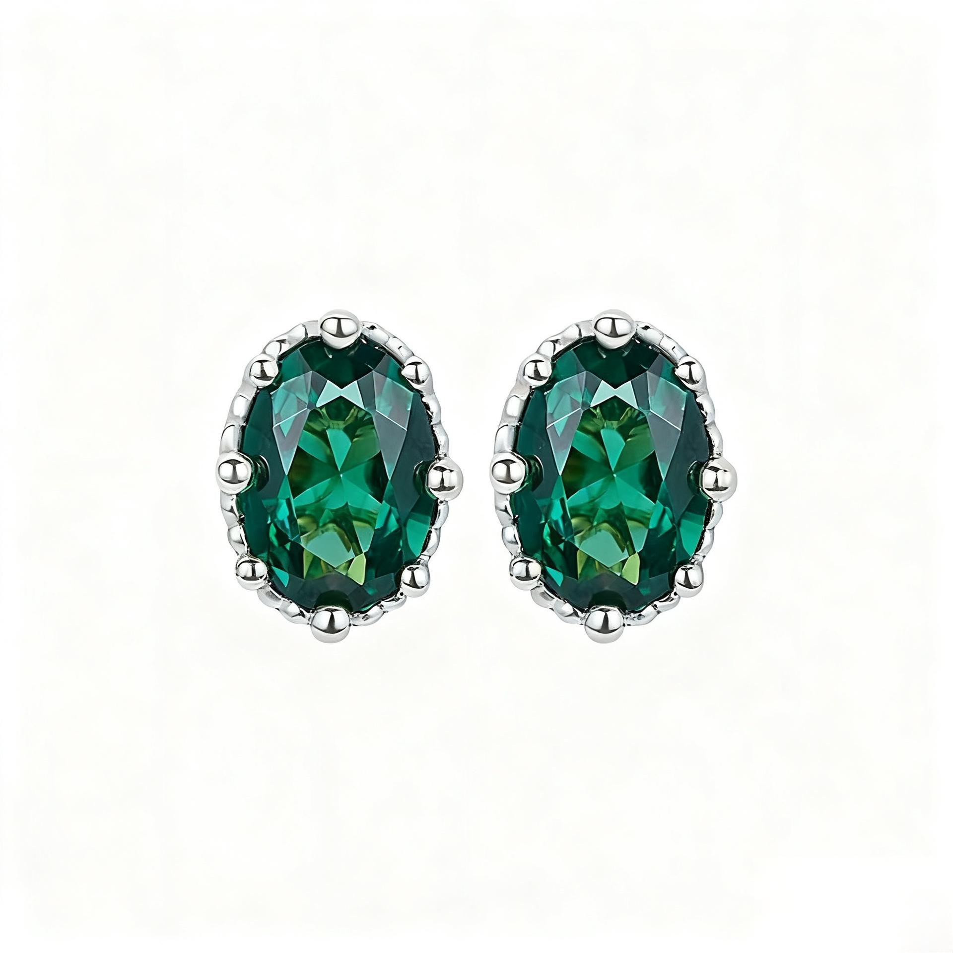 Real 925 Sterling Silver Gold Plated Emerald Oval Gem Stud Earrings for Women - Vintage Rivet Edge Luxury Fashion Jewelry срібний
Real 925 Sterling Silver Gold Plated Emerald Oval Gem Stud Earrings for Women - Vintage Rivet Edge Luxury Fashion Jewelry срібний