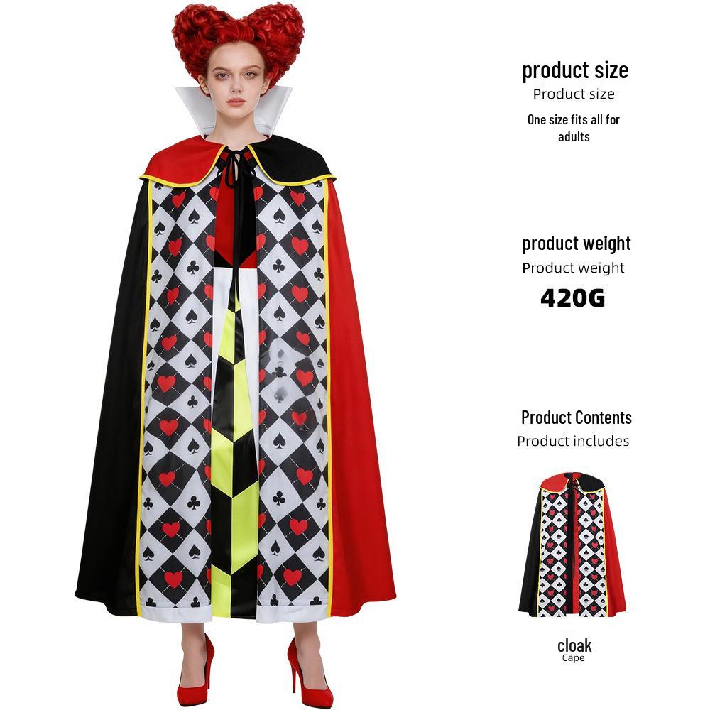 Queen of Hearts Alice in Wonderland Cape for Halloween or Stage Performance Adult One Size
Queen of Hearts Alice in Wonderland Cape for Halloween or Stage Performance Adult One Size