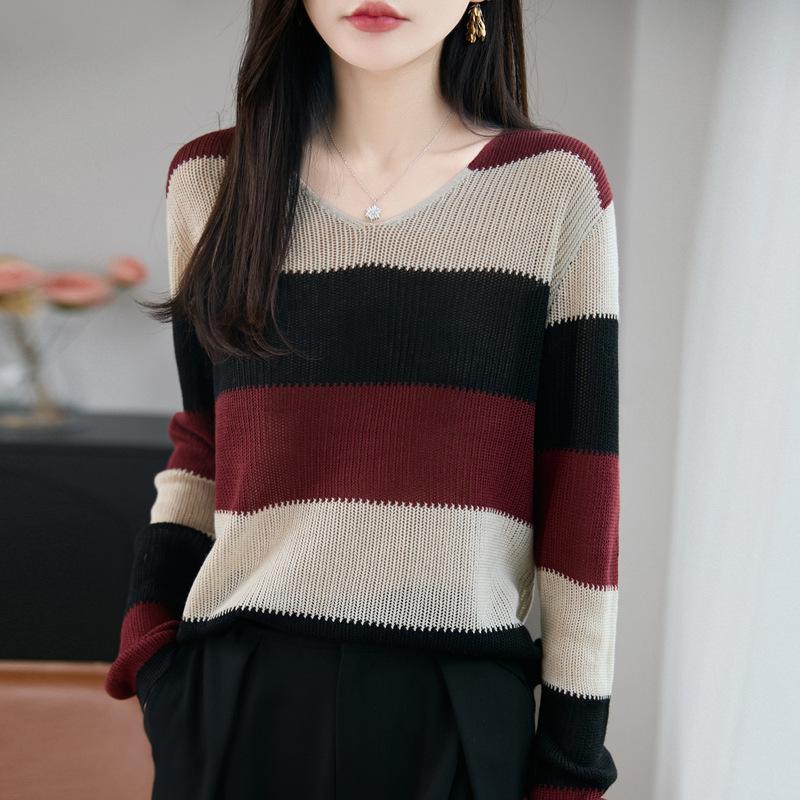 A New Wide Striped V-neck Casual and Versatile Hollowed-out Knitted Sweater for Women with A Pullover In Autumn and Winter M красный
A New Wide Striped V-neck Casual and Versatile Hollowed-out Knitted Sweater for Women with A Pullover In Autumn and Winter M красный