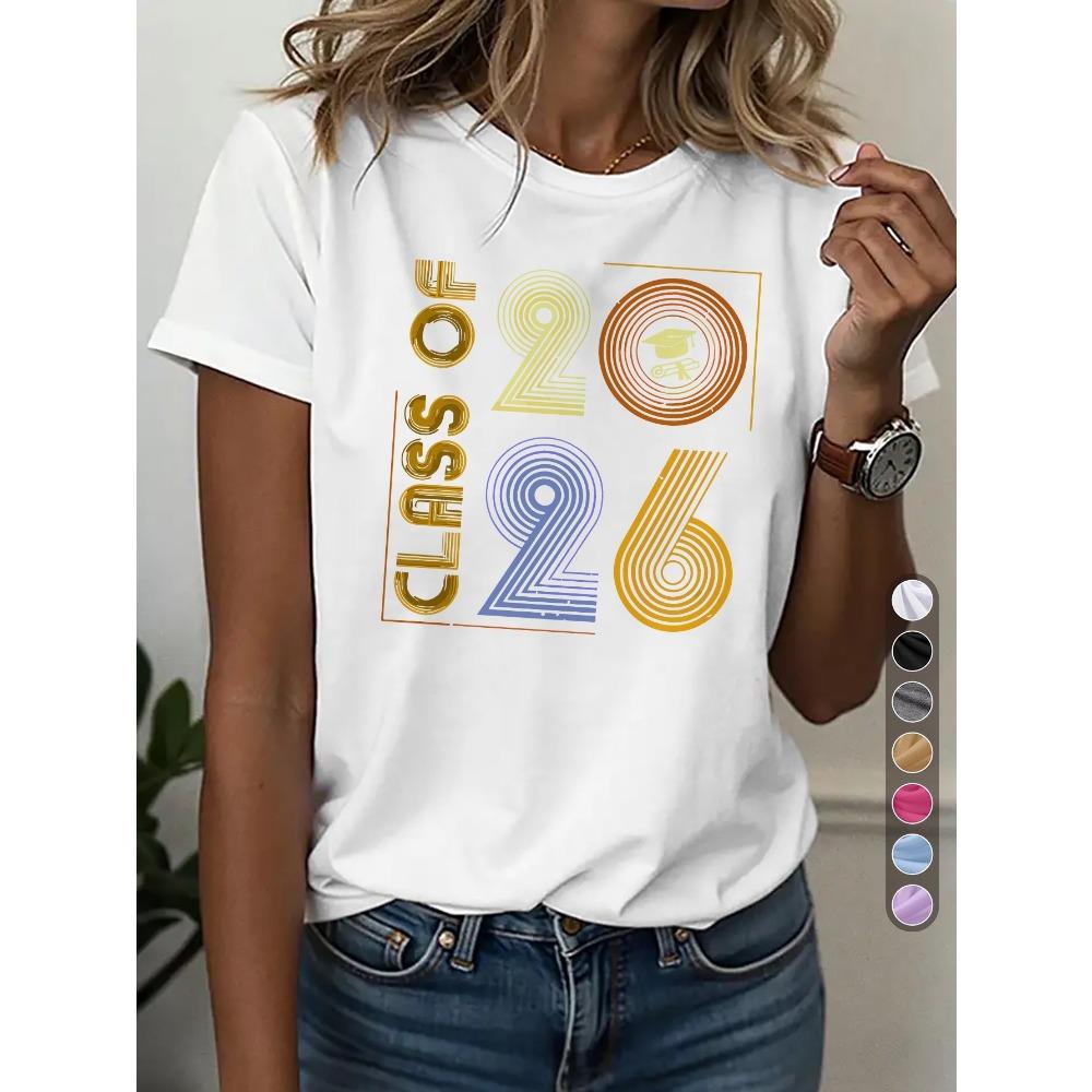 Senior Class Of 2026 Graphic T-Shirt Women Summer Short Sleeve Loose Fit Tops Female Casual Fashion Streetwear Graduation Tee S
Senior Class Of 2026 Graphic T-Shirt Women Summer Short Sleeve Loose Fit Tops Female Casual Fashion Streetwear Graduation Tee S