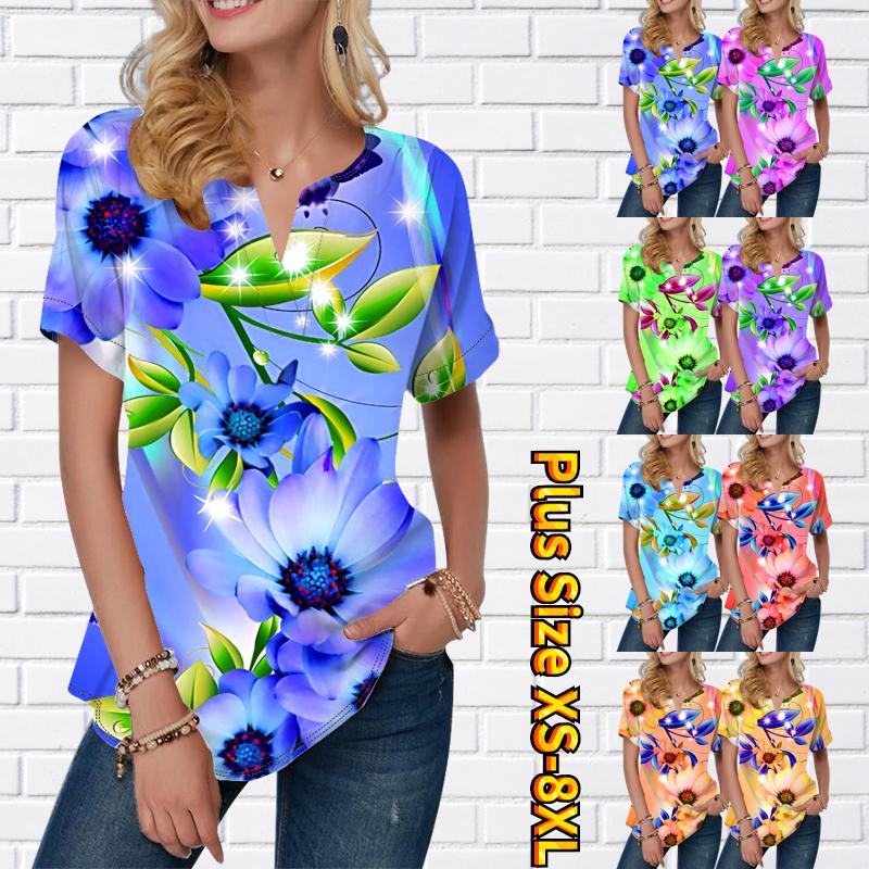 Женская летняя футболка с принтом, футболки с короткими рукавами, повседневные синие топы с цветочным принтом, маленький v-образный вырез с короткими рукавами
Женская летняя футболка с принтом, футболки с короткими рукавами, повседневные синие топы с цветочным принтом, маленький v-образный вырез с короткими рукавами