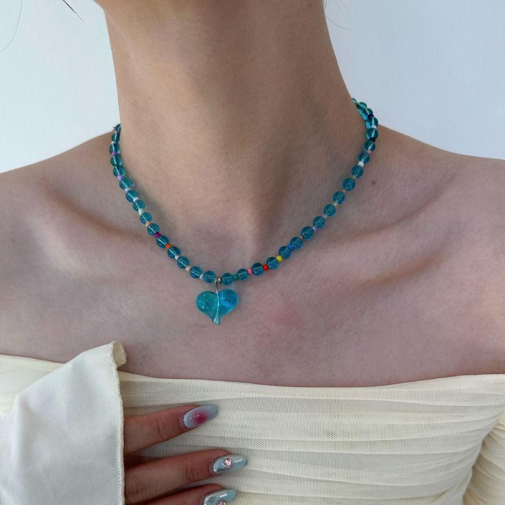 Beaded Transparent Love Heart Necklace Princess Clavicle Chain Sweet Y2K Choker Party синій
Beaded Transparent Love Heart Necklace Princess Clavicle Chain Sweet Y2K Choker Party синій