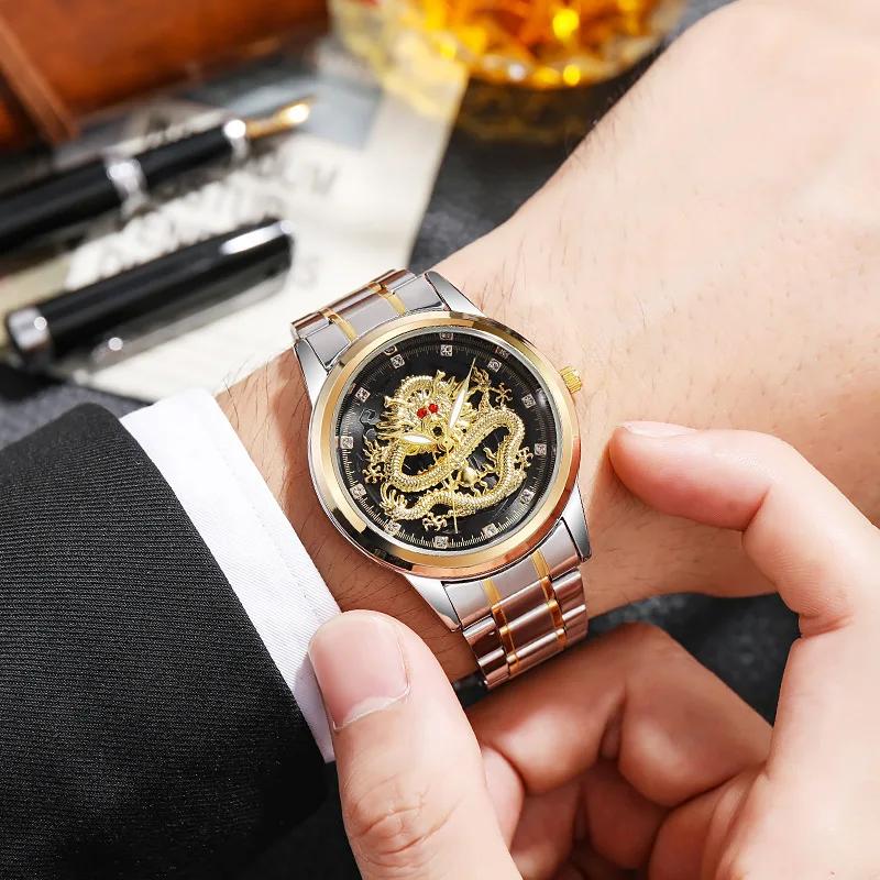 Роскошные мужские часы Модные часы с тиснением золотого дракона и бриллиантами для мужчин Водонепроницаемые светящиеся наручные часы Мужские часы из нержавеющей стали
Роскошные мужские часы Модные часы с тиснением золотого дракона и бриллиантами для мужчин Водонепроницаемые светящиеся наручные часы Мужские часы из нержавеющей стали