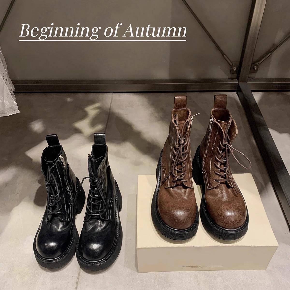 Leather Shrink Horse Leather Lace-up Thick Heel Platform Martin Boots Women s Autumn and Winter 34
Leather Shrink Horse Leather Lace-up Thick Heel Platform Martin Boots Women s Autumn and Winter 34