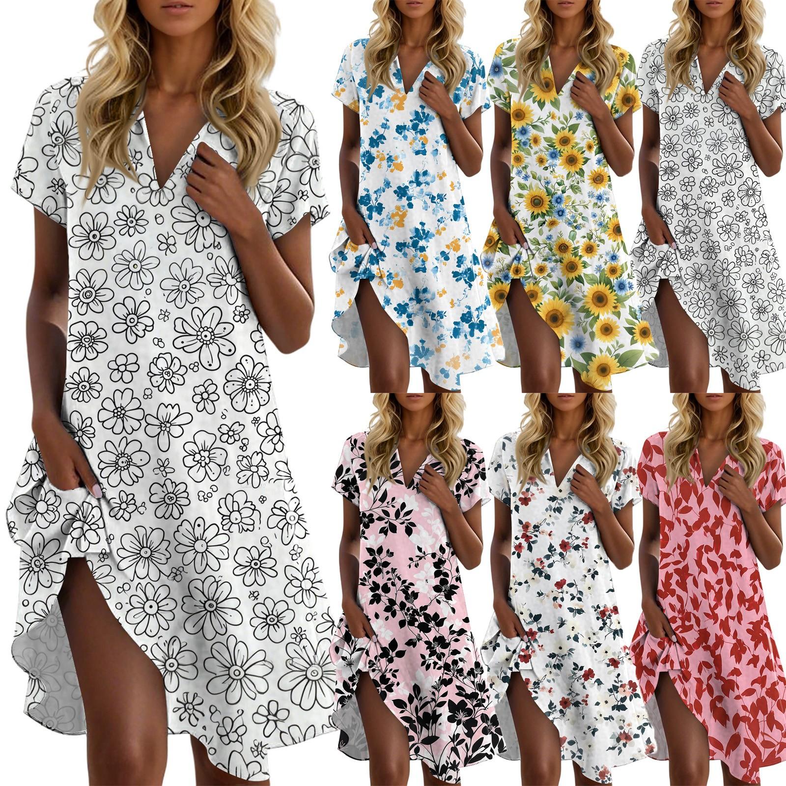 Women s Casual Fashion Lapel Floral Print Dress Short Sleeve V Neck Short Skirt L білий
Women s Casual Fashion Lapel Floral Print Dress Short Sleeve V Neck Short Skirt L білий