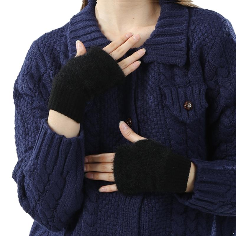 Winter Plush Gloves Stretchy Mittens Adult Knitted Solid Color Half Finger Gloves Knit Gloves for Cold Weather Cycling чорний
Winter Plush Gloves Stretchy Mittens Adult Knitted Solid Color Half Finger Gloves Knit Gloves for Cold Weather Cycling чорний