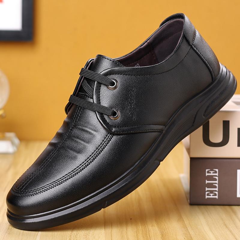 Кожаная формальная мужская обувь для платья, роскошный бренд, мягкая повседневная обувь, дышащая мужская обувь для вождения JZ-87094 44 чёрный