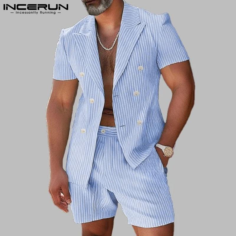 INCERUN Two Piece Suit Men Lapel Short Sleeve Striped Tops Short Pants Casual Sets Outfits S чёрный
INCERUN Two Piece Suit Men Lapel Short Sleeve Striped Tops Short Pants Casual Sets Outfits S чёрный
