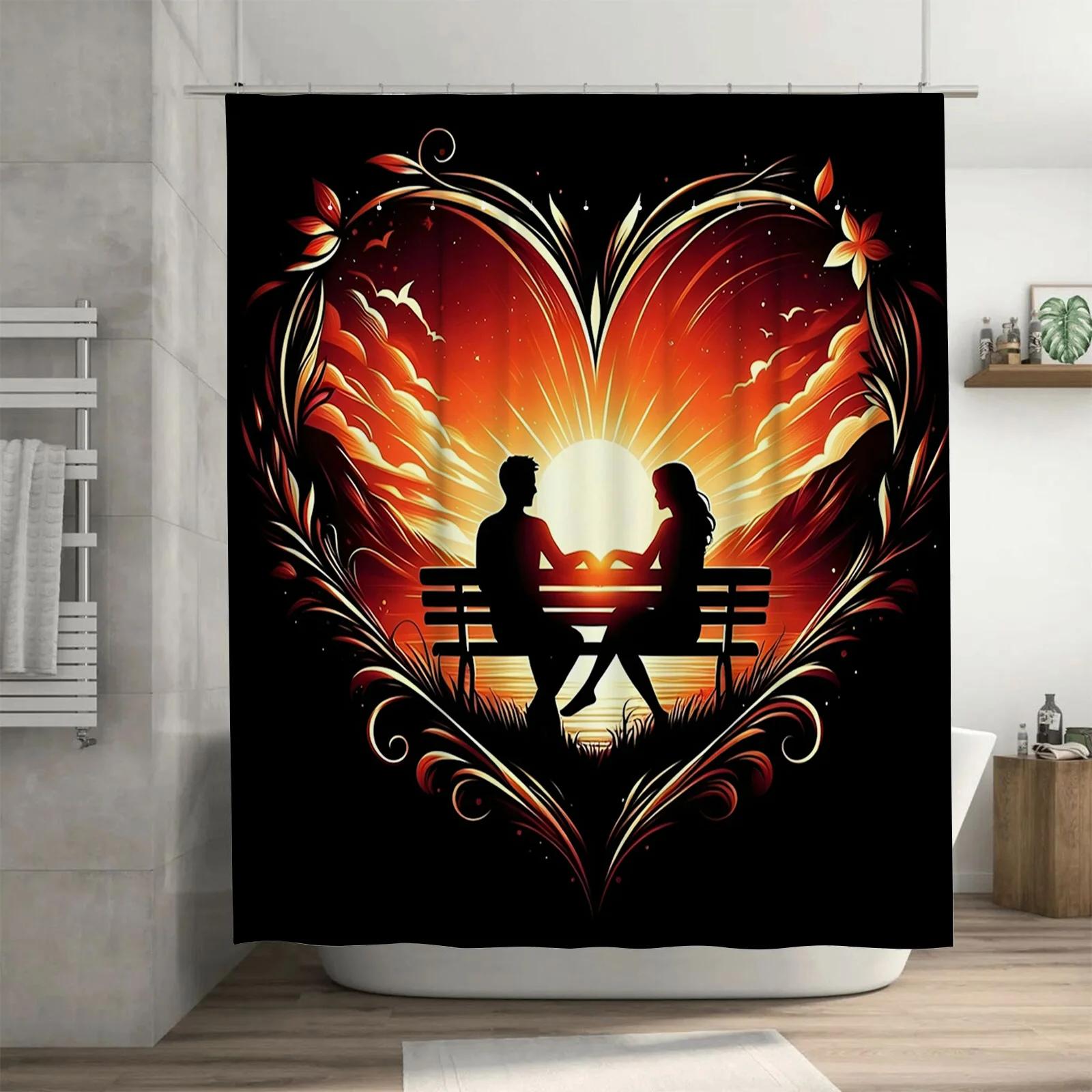 Romantic Heart Shower Curtain - Couple On Bench At Sunset, Waterproof & Mildew-Resistant For Bathroom Decor, Unique Gift Idea W60H190(CM)-1 Pcs
Romantic Heart Shower Curtain - Couple On Bench At Sunset, Waterproof & Mildew-Resistant For Bathroom Decor, Unique Gift Idea W60H190(CM)-1 Pcs