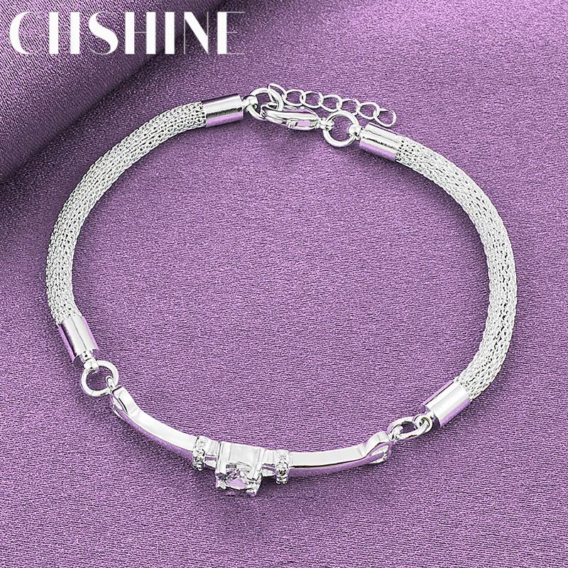 CHSHINE Изысканный браслет из стерлингового серебра 925 пробы с блестящим цирконом для женщин, для свадьбы, вечеринки, модное шарм-украшение 20cm
CHSHINE Изысканный браслет из стерлингового серебра 925 пробы с блестящим цирконом для женщин, для свадьбы, вечеринки, модное шарм-украшение 20cm