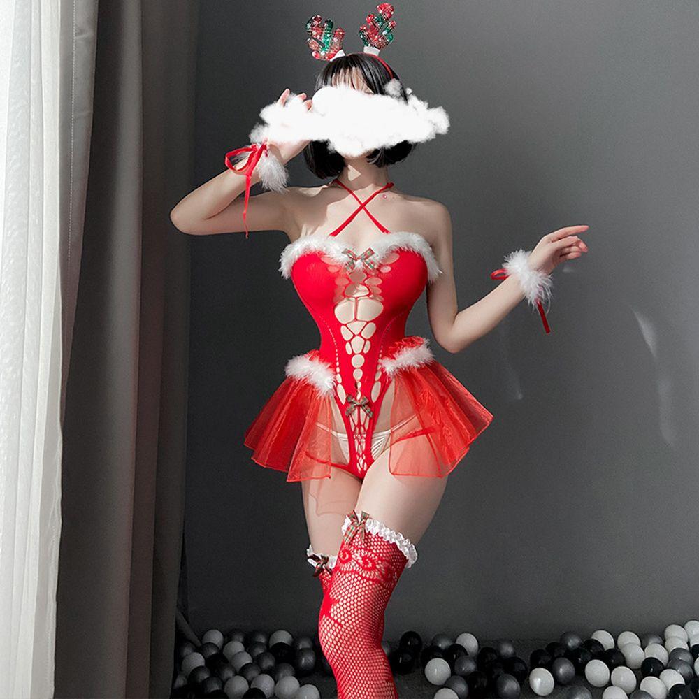 Бант Ажурная сетка Корейское Рождество Babydoll Красная пижама Женская ночная одежда Платье Комплект Нижнее белье Облегающий
Бант Ажурная сетка Корейское Рождество Babydoll Красная пижама Женская ночная одежда Платье Комплект Нижнее белье Облегающий