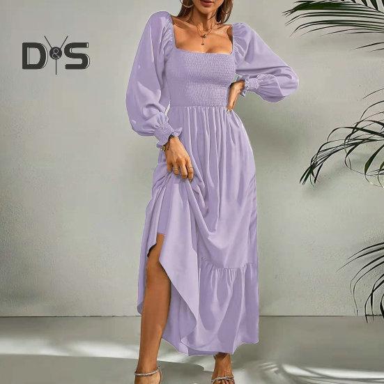 Ladies Spring Fall Dress Elastic Bust Square Neck Long Sleeve Solid Color Pleated A line Loose Hem Ruffle Patchwork Ankle Length Party Prom Maxi Dress S чёрный
Ladies Spring Fall Dress Elastic Bust Square Neck Long Sleeve Solid Color Pleated A line Loose Hem Ruffle Patchwork Ankle Length Party Prom Maxi Dress S чёрный