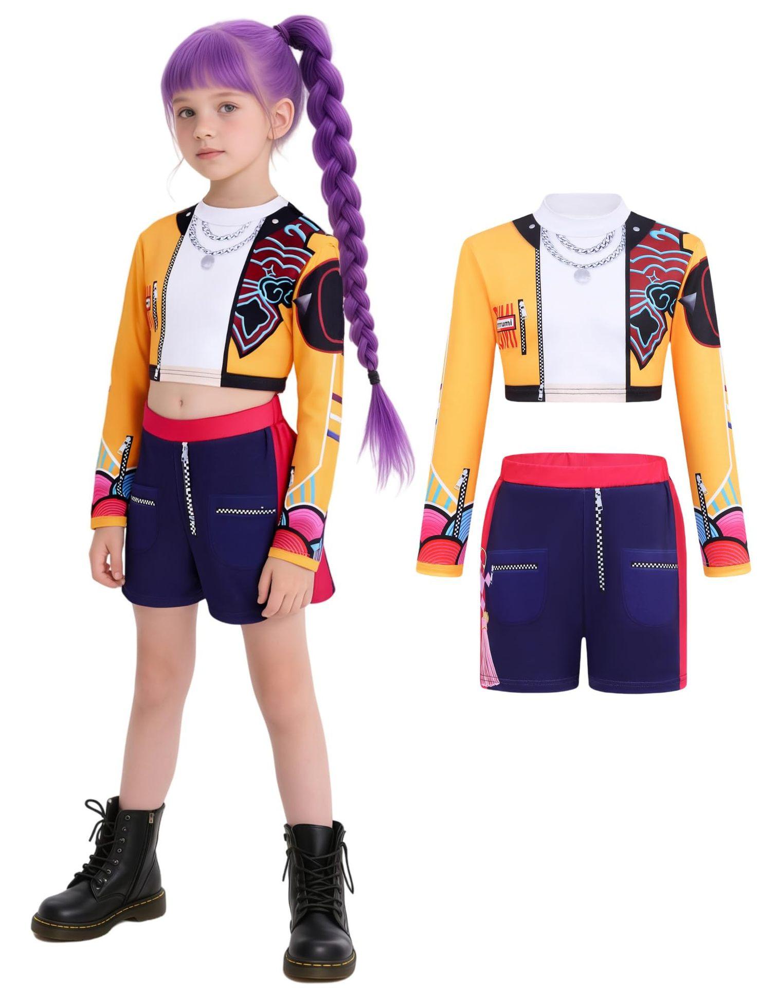 New girl demon hunter costume with pop singer D print women s clothing children s clothing suit 160cm
New girl demon hunter costume with pop singer D print women s clothing children s clothing suit 160cm