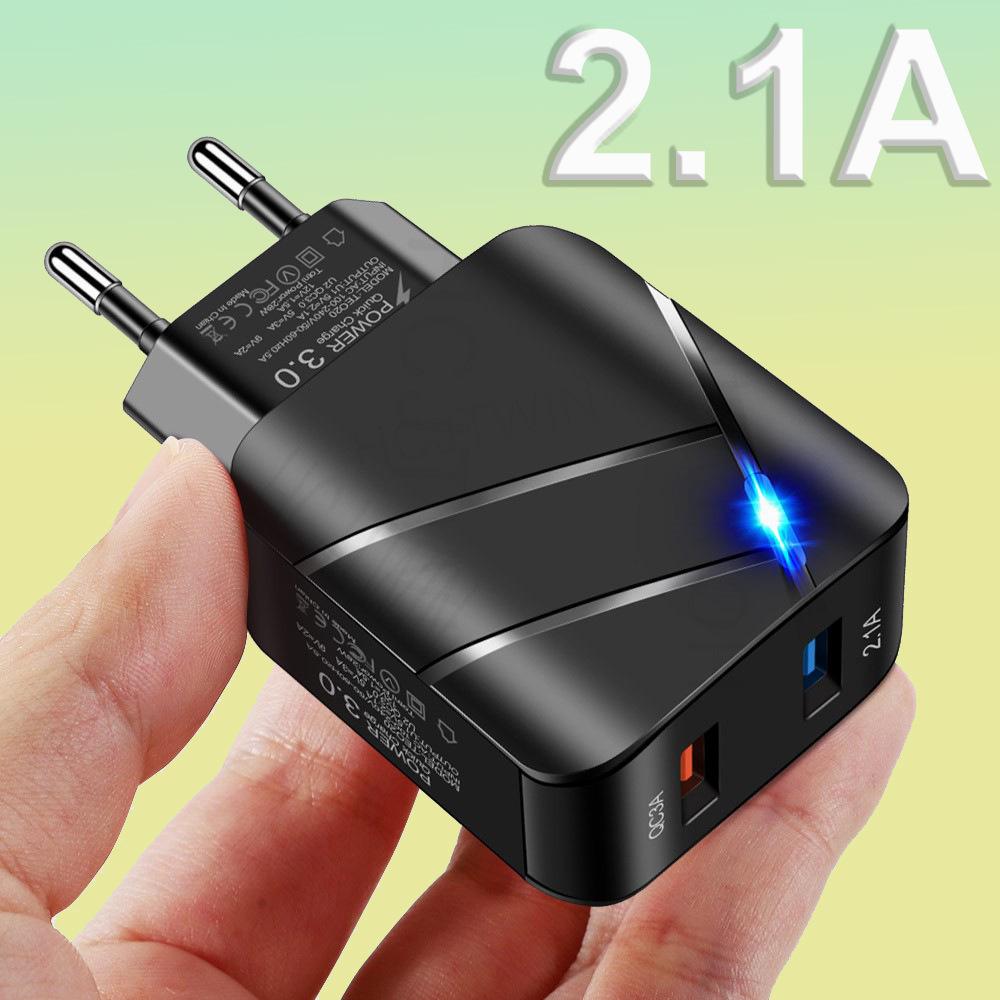 Dual Port USB LED Charger: QC3.0 + 2.1A, Fast Charging, US/EU Adapter EU Black
Dual Port USB LED Charger: QC3.0 + 2.1A, Fast Charging, US/EU Adapter EU Black