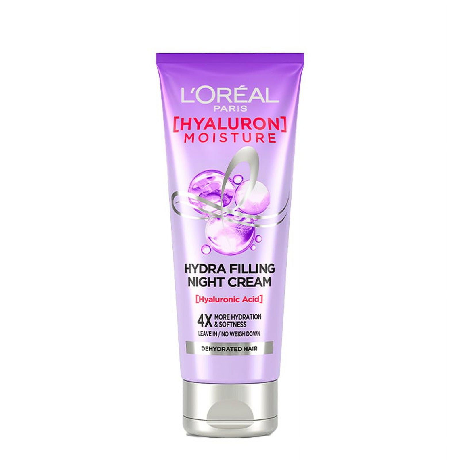 L Oreal Paris Filling Night Cream, Leave In Hair Cream with Hyaluronic Acid, For Dry & Dehydrated Hair, Adds Shine & bounce, 72H Hydra, 180ml
L Oreal Paris Filling Night Cream, Leave In Hair Cream with Hyaluronic Acid, For Dry & Dehydrated Hair, Adds Shine & bounce, 72H Hydra, 180ml