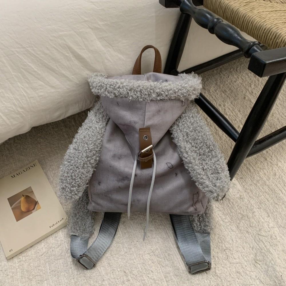 Bunny Ear Plush Hooded Ears Backpack High Capacity Fashionable School Bag Daily сірий
Bunny Ear Plush Hooded Ears Backpack High Capacity Fashionable School Bag Daily сірий