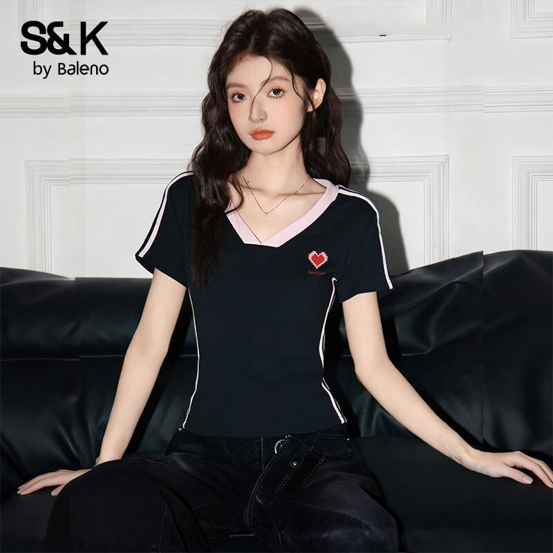Baleno S&K V-Neck Contrast Short Sleeve T-Shirt for Women US 7
Baleno S&K V-Neck Contrast Short Sleeve T-Shirt for Women US 7