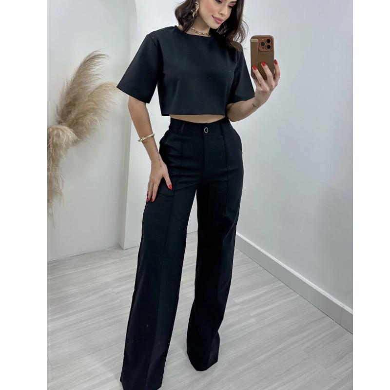 2024 Cotton Linen Crop Top & High-Waisted Wide-Leg Pants Set for Women L чорний
2024 Cotton Linen Crop Top & High-Waisted Wide-Leg Pants Set for Women L чорний