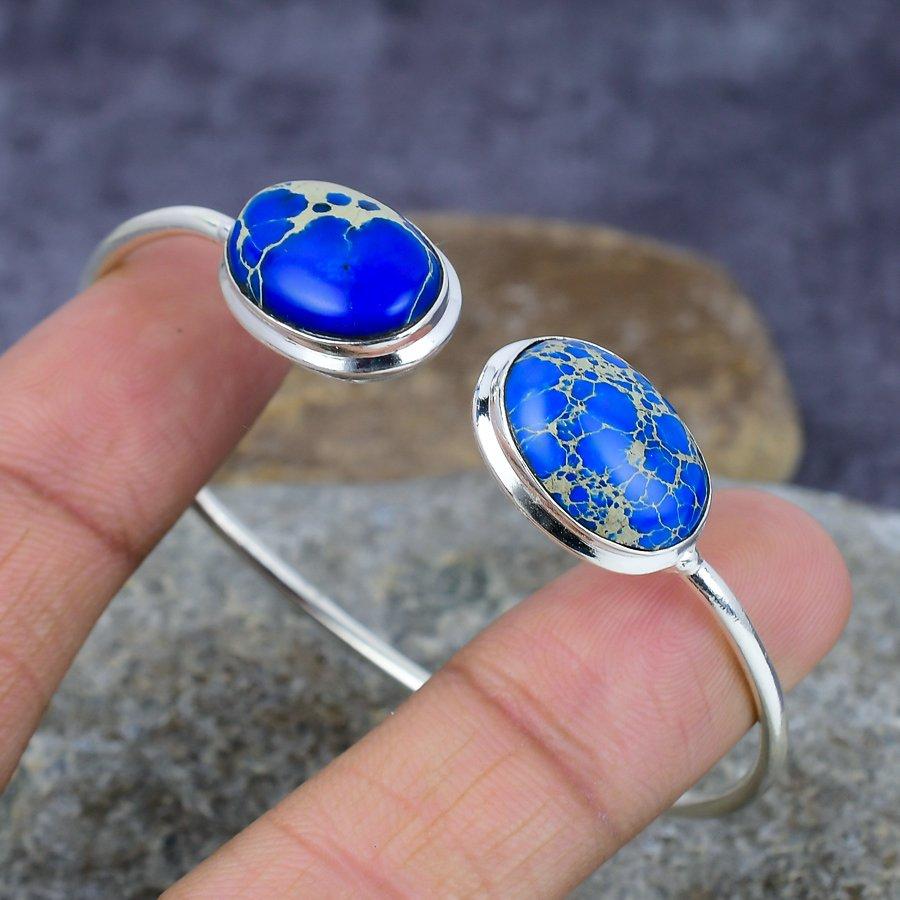 Sea Sadement Jasper Gemstone Handmade 925 Sterling Silver Bangle / Cuff Wedding Jewelry Adjustable
Sea Sadement Jasper Gemstone Handmade 925 Sterling Silver Bangle / Cuff Wedding Jewelry Adjustable