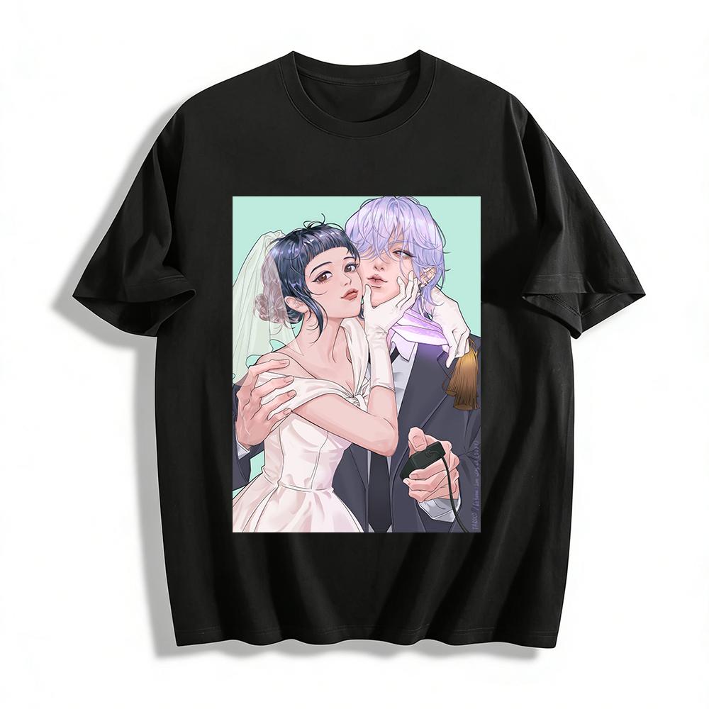 Anime Style Wedding Couple Print Top Casual Loose T-Shirt For Men And Women With Sweet Cool CP Pattern Pure cotton T-shirt XXS
Anime Style Wedding Couple Print Top Casual Loose T-Shirt For Men And Women With Sweet Cool CP Pattern Pure cotton T-shirt XXS