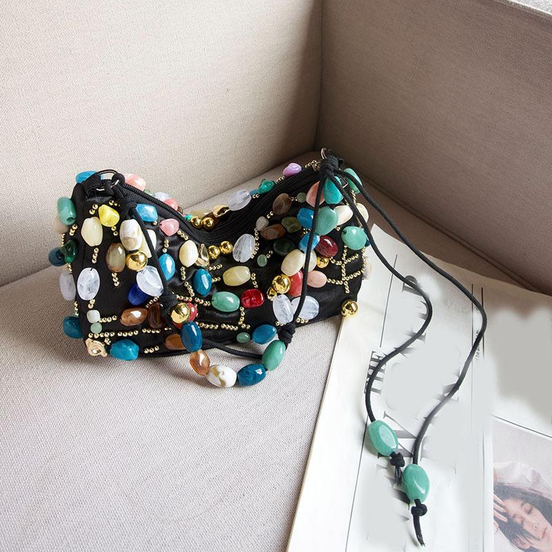 Personalized ethnic style colored stone beaded decorative shoulder bag underarm bag street trend women s bag handbag
Personalized ethnic style colored stone beaded decorative shoulder bag underarm bag street trend women s bag handbag