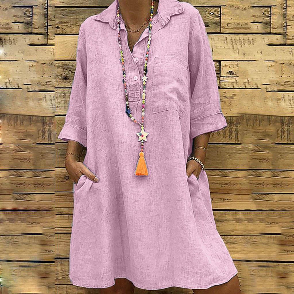 Women s Boho Turn-down Collar Dress 3/4 Sleeve Casual Pocket Button Dress XXXL розовый
Women s Boho Turn-down Collar Dress 3/4 Sleeve Casual Pocket Button Dress XXXL розовый