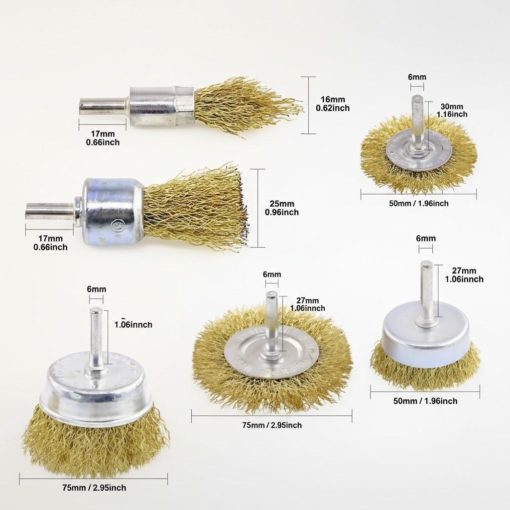 6Pcs Wire Brush Set with Shaft Grinding Wheel for Rust Removal Polishing Electric Drill Grinder Reliable
6Pcs Wire Brush Set with Shaft Grinding Wheel for Rust Removal Polishing Electric Drill Grinder Reliable