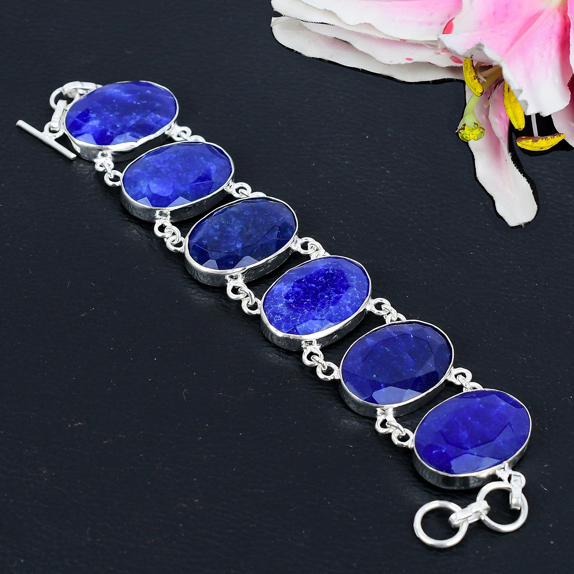 Blue Jade Gemstone Handmade 925 Sterling Silver Bracelet 7-8 KG-1626
Blue Jade Gemstone Handmade 925 Sterling Silver Bracelet 7-8 KG-1626