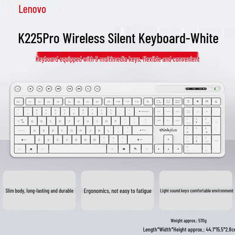 Lenovo K225 Pro 104-Key Wireless Silent Keyboard
Lenovo K225 Pro 104-Key Wireless Silent Keyboard
