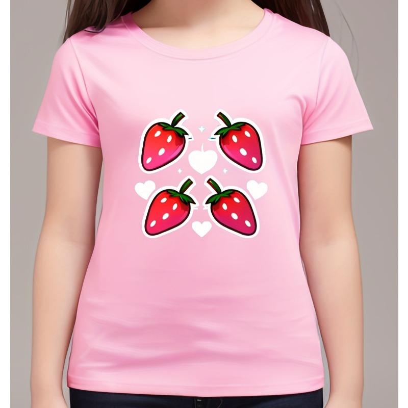 European Size Girls T-Shirt with Fruit Strawberry and Heart Print Short Sleeves for Toddlers 164cm рожевий
European Size Girls T-Shirt with Fruit Strawberry and Heart Print Short Sleeves for Toddlers 164cm рожевий