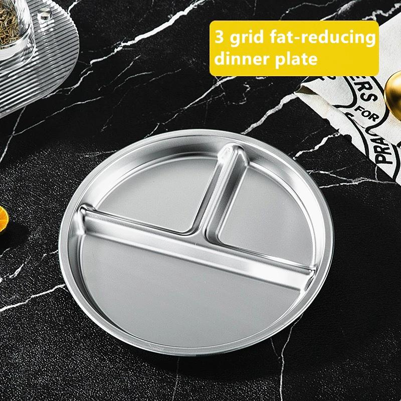 3/4 Grids Stainless Steel Dinner Plate Round Western Food Tableware Divided Dishes Lunch Container for School Kitchen Tools
3/4 Grids Stainless Steel Dinner Plate Round Western Food Tableware Divided Dishes Lunch Container for School Kitchen Tools