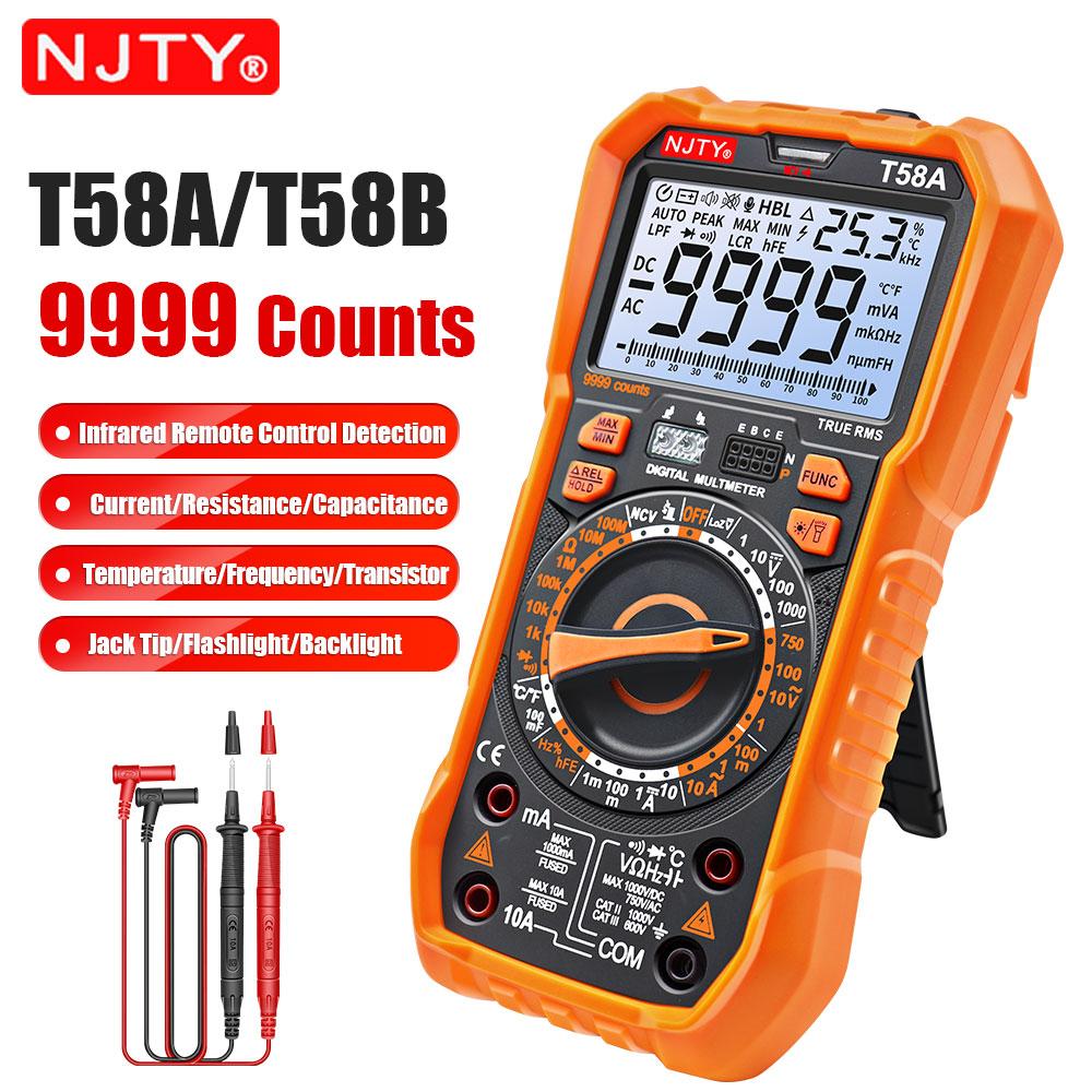 NJTY Digital Multimeter 9999 Counts Multimetro AC/DC Leakage Current Tester 100mF Capacitance Professional Electrician Tools
NJTY Digital Multimeter 9999 Counts Multimetro AC/DC Leakage Current Tester 100mF Capacitance Professional Electrician Tools