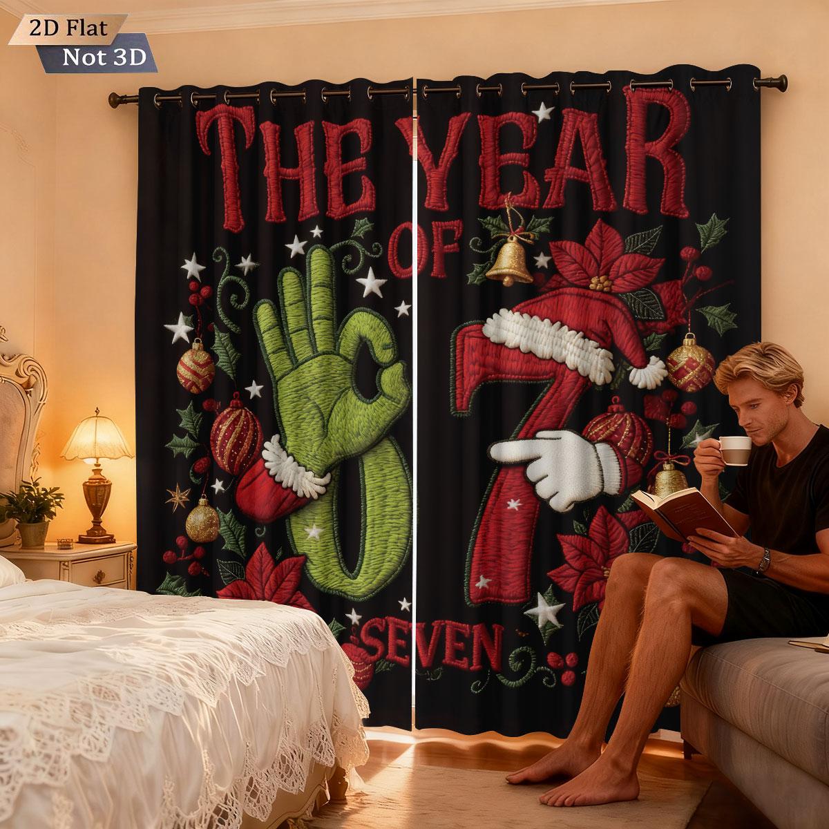 Set Of 2 Merry Christmas Element Printed Perforated Curtains Multiple Sizes Living Room Bedroom Insulation Decoration Curtain Light Blocking Polyester W100*H70(CM)-Grommet top&1PCS
Set Of 2 Merry Christmas Element Printed Perforated Curtains Multiple Sizes Living Room Bedroom Insulation Decoration Curtain Light Blocking Polyester W100*H70(CM)-Grommet top&1PCS