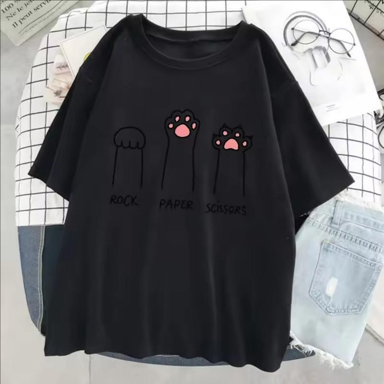 Rock Paper Scissors Funny Cat Print T Shirt Women Summer Soft Oversized Tops Fashion Casual Short Sleeve Street Tshirt XXXXXL
Rock Paper Scissors Funny Cat Print T Shirt Women Summer Soft Oversized Tops Fashion Casual Short Sleeve Street Tshirt XXXXXL